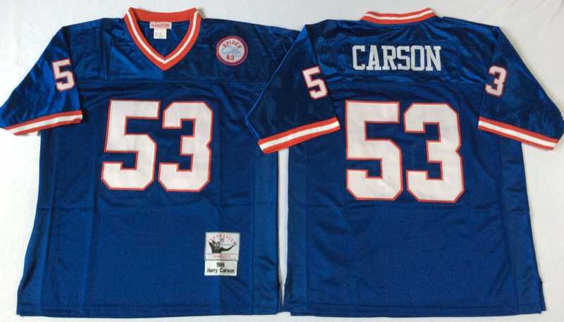 Giants 53 Harry Carson Blue M&N Throwback Jersey->nfl m&n throwback->NFL Jersey
